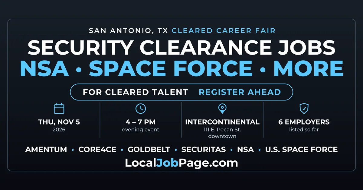 Cleared Job Fair Nov. 5 Brings NSA, Space Force Recruiters to Downtown San Antonio