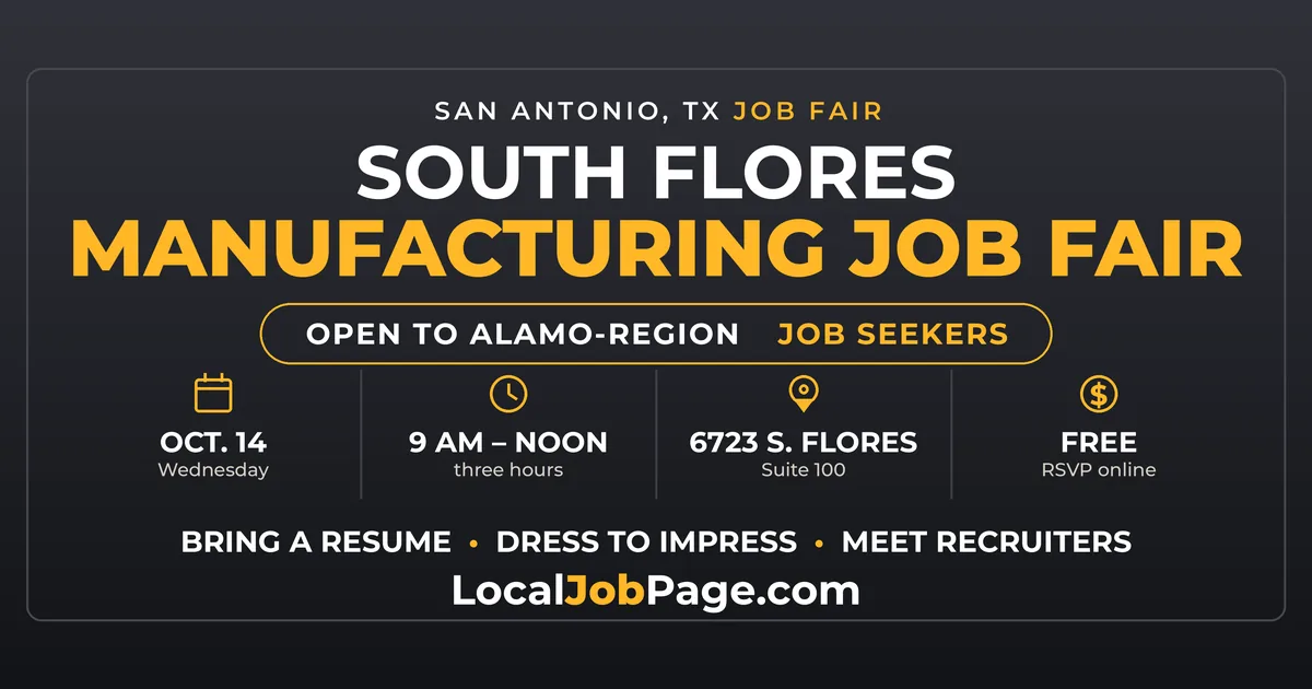 South Flores Manufacturing Job Fair Set for October 14 in San Antonio