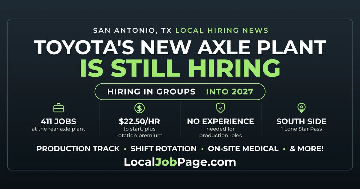 Toyota's New South Side Axle Plant Is Still Hiring at $22.50 an Hour