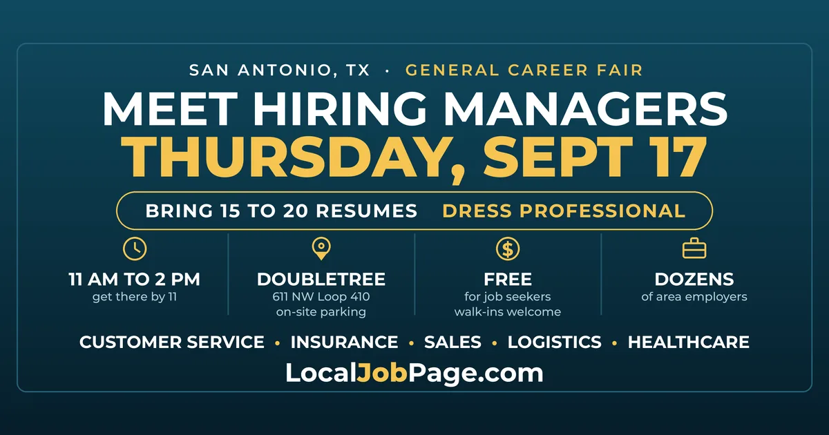 September 17 San Antonio Career Fair: Meet Hiring Managers Face-to-Face